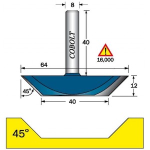 Bottenskärande fasfräs 45°,  D-64 mm, Cobolt