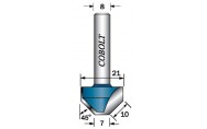 Bottenskärande fasfräs 45°,  D-21 mm, Cobolt